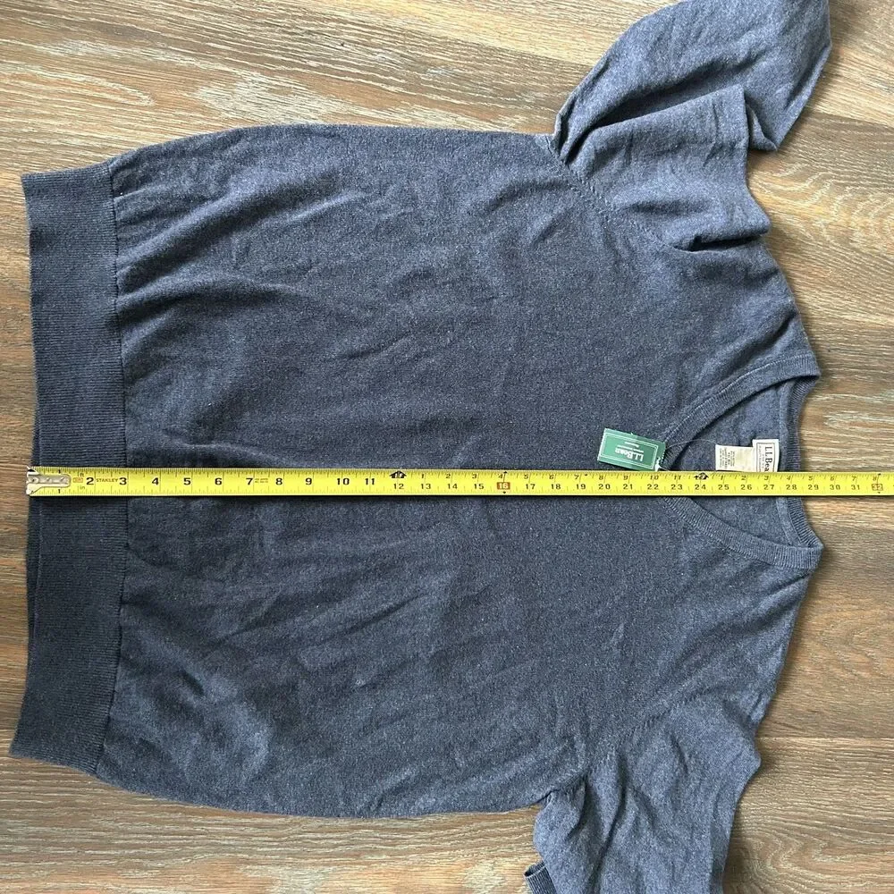 L.L. Bean Cotton Cashmere V-Neck Sweater Indigo Blue, Size XXL